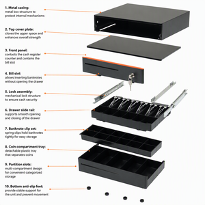 Cassetto Portadenaro Elettronico LAS-330R per Registratore di <span class=keywords><strong>Cassa</strong></span> POS, Cassetto Portamonete e Banconote per Supermercati e Ristoranti - Product Image 6