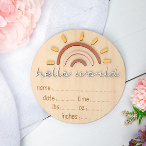 Annuncio di crescita del traguardo mensile del bambino ciao servizio fotografico del primo anno mondiale regalo di gravidanza pietra miliare in legno 3d arcobaleno - Product Image 4