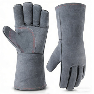 Gants <span class=keywords><strong>de</strong></span> <span class=keywords><strong>soudeur</strong></span> en cuir <span class=keywords><strong>de</strong></span> vachette <span class=keywords><strong>de</strong></span> deuxième couche, doublure en coton, isolés thermiquement, résistants aux brûlures et aux hautes températures - Product Image 4