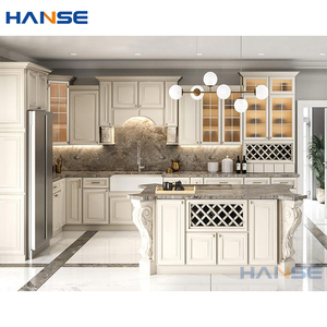 Tùy chỉnh biệt thự nhà sang trọng hiện đại Modular tủ bếp thiết lập với đá cẩm thạch Countertop vòi bản lề Trắng rắn gỗ xây dựng - Product Image 1