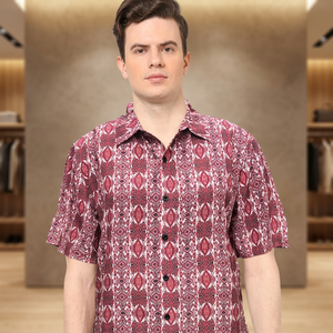 Men Printed Cotton Bamboo Fiber Regular Fit <b>Button</b> Down Collar <b>Half</b> Sleeve Casual Summer <b>Shirt</b> OEM Service Office Workwear - Product Image 3