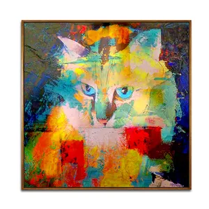 Handgemaakte Kunstwerk Abstract Canvas Cat Wall Art Schilderen Dier Decoratie