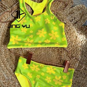 Maillot de bain une pièce pour enfants en polyester personnalisé, imprimé été, avec grand nœud papillon, bretelles, double face, haute qualité - Product Image 4