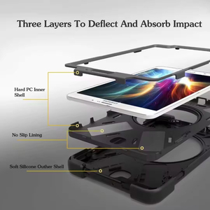 Étui robuste antichoc pour <span class=keywords><strong>Samsung</strong></span> <span class=keywords><strong>Galaxy</strong></span> Tab <span class=keywords><strong>S3</strong></span> 9,7 pouces 2017 T820/T825/T827 avec béquille intégrée et dragonne pour <span class=keywords><strong>tablette</strong></span> - Product Image 2