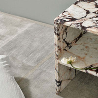 Meubles en marbre de luxe italiens, table de chevet Calacatta Viola Bella, table de chevet en marbre haut de gamme, marbre naturel