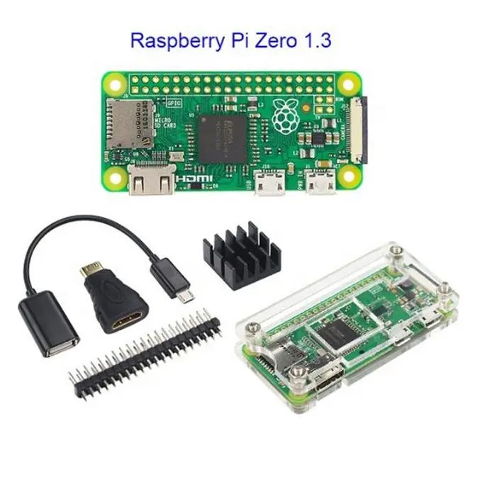 Hot Sale Raspberry Pi Zero 1.3 or Raspberry Pi Zero W Starter Kit+Acrylic Case+GPIO Header+Heat Sink 1GHz CPU 512Mb RAM RPI 0/W