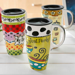 Customizable Large Capacity European Art Painted Ceramic Coffee <b>Cup</b> <b>Cover</b> Creative Gift Mug for Tea Personalized Logo Option - Product Image 4