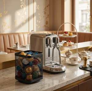 Cestello portaoggetti in rete metallica girevole a 360° nero, porta posate da cucina, organizer per <span class=keywords><strong>capsule</strong></span> di caffè - Product Image 3