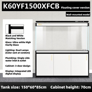 Aquarium pour poissons dragons de 1,5 mètre de long, nouveau, grand modèle, en verre ultra-blanc, avec filtre à fond, pour salon, directement de l'usine chinoise - Product Image 2