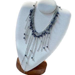 Collier à pampilles en cristal, argent 925 plaqué rhodium, collier vintage pour femme, à porter au quotidien - Product Image 3