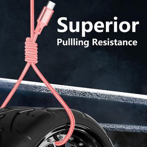 Câble de charge rapide USB A vers C tressé haute vitesse et robuste pour iPhone, iPad, <span class=keywords><strong>AirPods</strong></span>, MacBook, pour la maison, le bureau, la voiture - Product Image 3