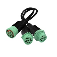 Kabel Splitter Y Diagnostik Truk Otomotif, Tipe 2 J1939 9P Plug ke 2 Tipe 2 J1939 Receptacle