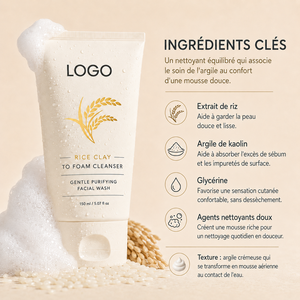 Limpiador Facial de Arcilla de Arroz, Suave e Hidratante, Limpia los Poros y la Suciedad, Equilibra la Grasa Facial, Limpiador Facial de Arcilla de Arroz Suave y No Irritante - Product Image 4