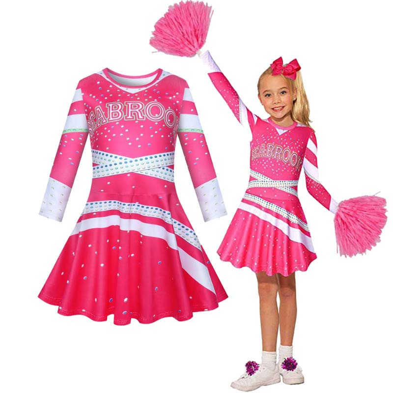 LOLANTA Meisjes Cheerleader Kostuum School Kid Cheer Kostuum Outfit Carnaval Fancy Dress Kostuum (Roze, 134-140, Tag Maat 140