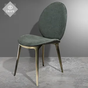 높은 품질 높은 다시 럭셔리 디자인 금속 다리 식당 의자 현대 녹색 가죽 호텔 연회 식당 의자