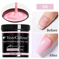 Gel dur pour ongles en pot de 100g, 6 couleurs, à faire tremper, non toxique, longue durée, extensions de gel UV, source de lampe LED pour salon DIY
