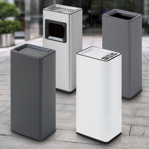 Poubelle rectangulaire en acier inoxydable, grande capacité, pour intérieur et extérieur, usage commercial, acier sablé de qualité A, argent, noir, or - Product Image 1