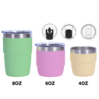 Tasses à café expresso empilables en acier inoxydable à double paroi avec revêtement céramique de qualité supérieure, mini-gobelets personnalisés avec logo 4oz 6oz 8oz
