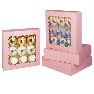 B422 קרטון ורוד קל להרכיב עוגיות מקרון תיבות מאפייה חלון אוטומטי פופ הסיטונאי לנקות את החלון הסיטונאי - Product Image 6