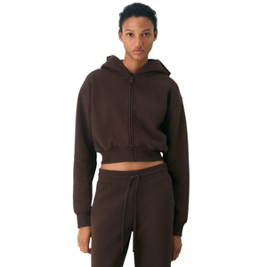 Sweat-shirts pour femmes avec logo personnalisé, veste en molleton de coton, streetwear, manches longues, fermeture éclair, capuche, longueur standard, hauts à capuche, ensemble 2 pièces - Product Image 4