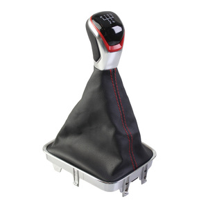 Volkswagen Tiguan Gear <b>Shift</b> <b>Knob</b> 5-6 Speed Leather Red Stitching Ergonomic Design 2007-2011 - Product Image 3