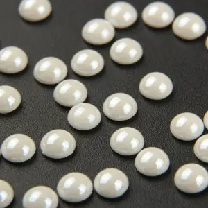 YHB fabrika düzeltme tebeşir beyaz yuvarlak düz alt inciler elbise için yapay elmas aksesuarları