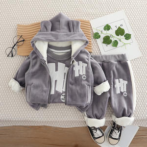 2025 nouvelle mode garçons filles décontracté 3 pièces ensemble chaud polaire doublé gilet sweat fermeture éclair automne hiver dessin animé en gros - Product Image 3