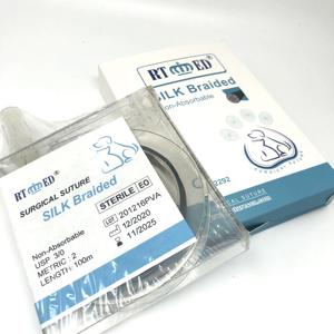 <span class=keywords><strong>Cassette</strong></span> non absorbable Sutures en soie usage vétérinaire Usp4-8/0 noir tressé Certificats Ce et ISO stériles de haute qualité - Product Image 2