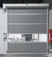Porte à enroulement rapide en PVC avec fenêtre transparente, à commande automatique, rideau souple, design tropical pour accès au sous-sol