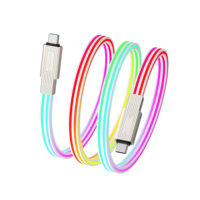 Cable USB-C LED RGB a USB-C de Carga Rápida 5A con Iluminación Táctil para iPhone 17 Pro Max, Computadora y Auriculares