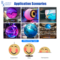 Écran sphérique LED RX 360 degrés, design sans soudure, P2.5, écran globe LED intérieur, mur vidéo, signalisation numérique, scènes commerciales