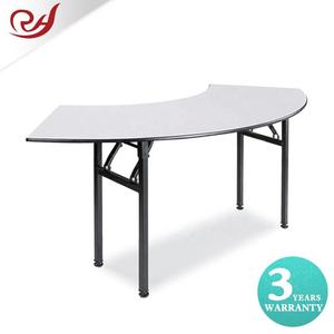 Tables pliantes blanches au design moderne, <span class=keywords><strong>demi</strong></span>-<span class=keywords><strong>lune</strong></span>, en contreplaqué, pieds en métal, tables pliantes pour hôtel, mariage, salle de banquet - Product Image 5