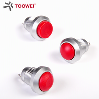 Interrupteur à bouton-poussoir TOOWEI 12 mm, étanche, rond, IP67, en métal, à commande momentanée
