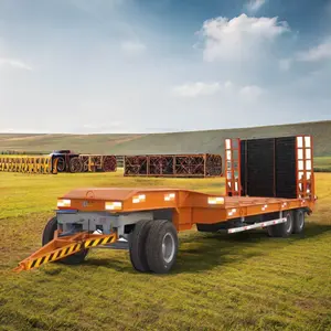 2/3 Axle 15Tons 20Tons Car Trailer Agriculture Farm Draw Bar Full Lowbed Trailer For Farm Mini Excavator Transport