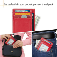 Dompet saku depan Rfid lengan kartu kustom tempat kartu ramping minimalis pemegang paspor kredit kulit PU