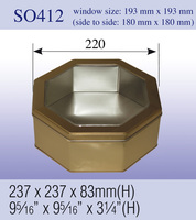Boîte en métal hexagonale avec fenêtre transparente, emballage métallique pour biscuits, bonbons, chocolat, cadeaux de festival, conteneur d'emballage