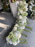 Composition florale artificielle de fleurs d'hortensia et d'orchidée, thème blanc et vert, pour la décoration latérale de table d'événements et de mariages