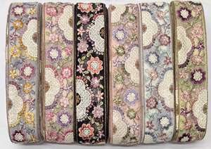 2024-25 adornos de encaje bordado vestido hecho a mano colocado tela de boda - Product Image 2