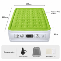Matelas Gonflable Double Floqué avec Pompe AC Intégrée, Tissu PVC Floqué, Portable pour la Maison et le Camping, Vente en Gros