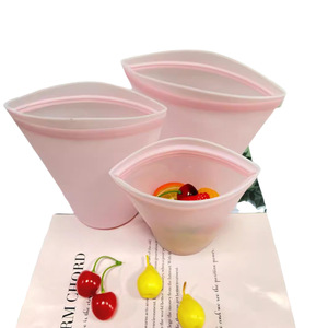 핫 세일 스몰 사이즈 500ML 부드러운 내구성 식품 등급 재사용 가능한 실리콘 식품 보관 가방 냉동 식품 대량 저장 - Product Image 5