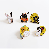 Dessin animé Halloween broche drôle fantôme citrouille métal Badge avec et chauve-souris plaqué gravure broche accessoires peuvent être personnalisés