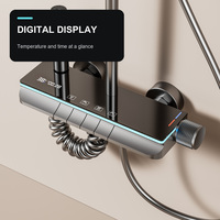 Système de douche thermostatique intelligent avec affichage numérique, ensemble de douche pluie 4 fonctions en bronze avec douchette et pistolet de pulvérisation