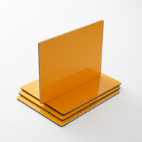 Panneau composite en aluminium brillant 1220x2440mm, revêtement FEVE, couleur personnalisée pour panneaux de façade de magasin