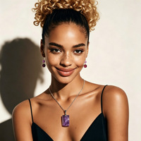 Collier Pendentif Facetté en Cristal Naturel Améthyste Quartz Rose Pierre Précieuse Bohème Bijoux de Guérison Accessoires