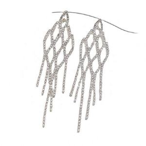 Boucles d'oreilles pendantes simples de style européen et américain, plaquées or, avec strass super scintillants et longues pampilles, sexy, tendance internet - Product Image 6