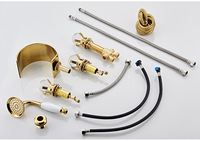 Kit de robinet à trois poignées en laiton de haute qualité avec pommeau de douche à effet pluie boule de cristal fendue Offre Spéciale au design de luxe classique pour hôtels