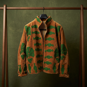 Stand Collar <b>Velvet</b> Fleece <b>Jacket</b> Green Embroidery Full Sleeve Autumn Women's Coat Regular Length Open Closure Wholesale <b>Jacket</b> - Product Image 1