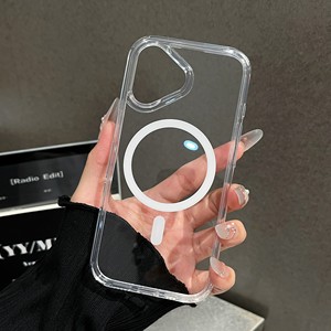 เคสใสอะคริลิกพร้อม TPU รองรับการชาร์จไร้สาย บางเฉียบ สำหรับ 17promax 16 15 14 13 ป้องกันเหลือง - Product Image 1