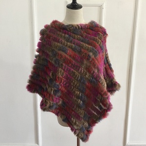 Multi Kleur Dame Bont Poncho Vrouw Mode Echt Konijnenbont Sjaal Nieuwe Collectie Cape - Product Image 4