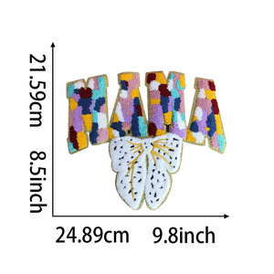 Factory Outlet <span class=keywords><strong>MAMA</strong></span> Fête des Mères Patch Brodé Coloré Chenille <span class=keywords><strong>Big</strong></span> Bow Gold Glitter pour Chemise - Product Image 3